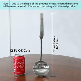 Soup Ladle, [Rustproof, Integral Forming, Durable] Newness 304 Stainless Steel Soup Pan Ladle with Vacuum Ergonomic Handle, Comfortable Grip Design Spoon Soup Ladle for Kitchen, 13.46 Inches