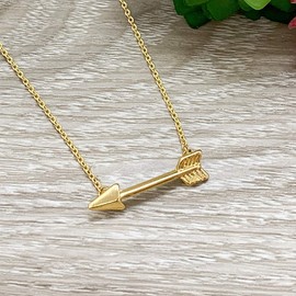 Horizontal Arrow Pendant Necklace (Gold Tone) Miss Fit Boutique