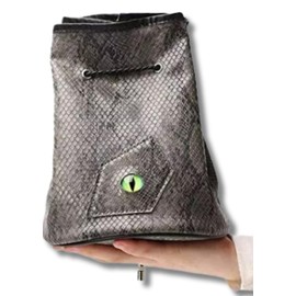 Grinning Gargoyle – Dragon Eye DND Dice Bag Large - Immense Drawstring 500 Polyhedral Capacity DND Dice Pouch with 7 Pockets – DND Gaming Accessory Perfect for Fantasy RPG Games (Black)