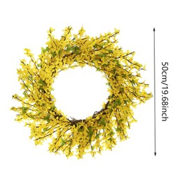 19.68Inch Artificial Forsythia Wreath for Front Door Wreaths Wildflower Summer Wild Flower Daisy Wreath Farmhouse Handcrafted Door Wreaths Spring Wreaths for Front Door Easter Celebration