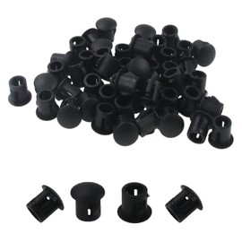 Nihfien 50 Pcs Plastic Flush Type Hole Plugs, 3/16"(5mm) Snap in Locking Hole Screw Protection Cap Cover Plugs Fastener Covers for Furniture Cabinet Shelf Hole Decor(Black)