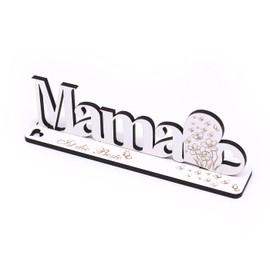 Dekolando Beste Mama Decorative Stand Wooden Engraved Lettering with Heart Gift Stand 20 x 6 cm