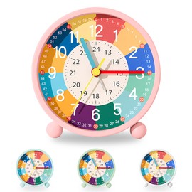Idota Children's Alarm Clock, Analogue Alarm Clock, No Ticking, Children's Alarm Clock with Gentle Alarm Clock, Learning Alarm Clock, Children with Night Light, Girls, Boys, for Back to School,