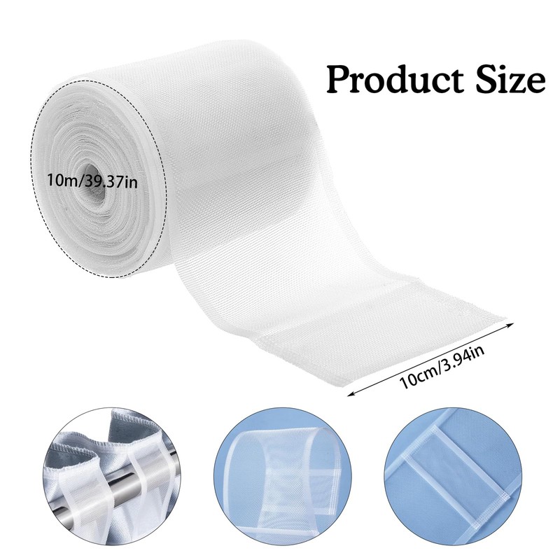 XoeLLe 10M Curtain Tape, Curtain Accessories, White Nylon Drapery