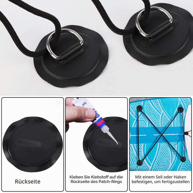 efuturetime 6 x D-Ring Pad Patch PVC Diameter 8 cm