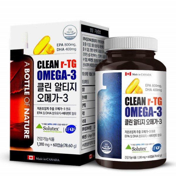 Altigio Omega 3 odorless low temperature supercritical 3rd generation Omega 3 RTG nutritional supplement 60 capsules / 알티지오 오메가3 냄새안나는 저온 초임계 3세대 오메가3 RTG 영양제 60캡슐