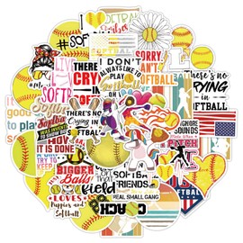 50PCS Softball Stickers,Motivational Softball Water Bottle Stickers, Softball Team Gifts for Softball Lovers,Kids, Teens and Adults Softball Party Favors, Softball Decorations (softballA)