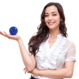 LUKYPORT Spiky Massage Ball for Muscle Relief, Hard Ball for Massager (Blue)
