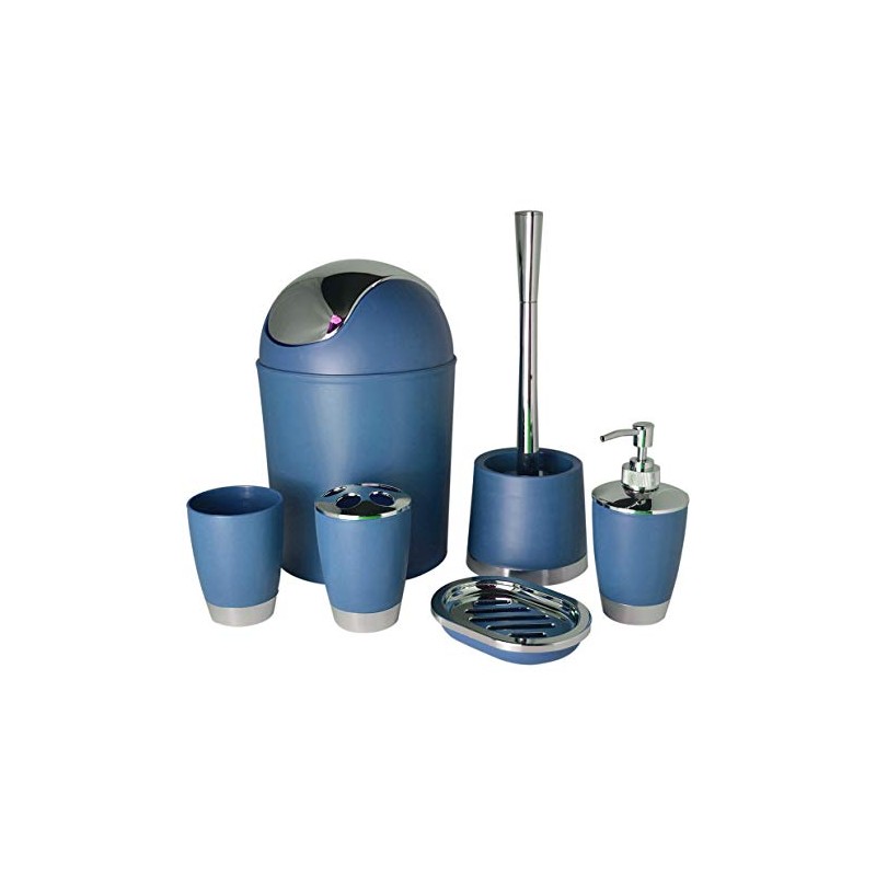Bathlux Modern Design 6 Piece Bathroom Accessory Set, Toilet Brush,