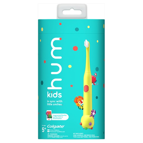 Colgate Hum Kids Battery Powered Smart Toothbrush, Yellow