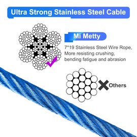 Mi Metty Tie Out Cable for Dogs,20FT Dog Leads,Heavy Duty Tie Out Cable for Large Dogs Up to 125lbs,Durable Dog Runner Tether Line for Outdoor,Yard