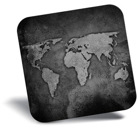 Destination Vinyl ltd Fridge Magnet bw - World Map Earth Travel Fun #39592