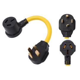 ONETAK NEMA 14-30P to 10-50R 120V/240V 30 Amp 4 Prong Male Plug to 50 Amp 3 Prong Female Outlet Receptacle Generator Welder Dryer Power Cord Adapter