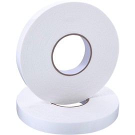 2 Rolls Double Sided Foam Tape White PE Foam Tape Sponge Soft Mounting Adhesive Tape (1 inch by 50 Feet)