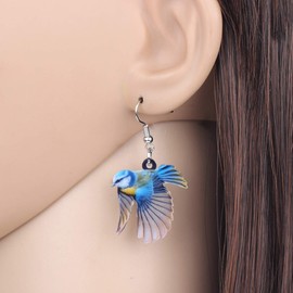 NEWEI Blue Tit Acrylic Dangle Earrings Fashion Jewelry for Women Girls Party Gift Plastic No Stone Plastic No Stone, Plastic, without stone