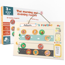 Magnetic Routine Chart for Kids – Available in French and English – Positive Reinforcement – 30 Magnets Included – Fun and Educational Calendar – Reward Chart for Kids (English - Multicolor)