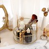 Hipiwe 360 Rotating Makeup Organizer 3-Slot Gold Glass Spinning Cosmetic