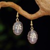 Natural Rose Quartz Tree of Life Earrings for Women Unique