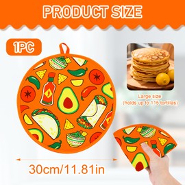 1 Pcs 12 Inch Tortilla Warmer Pouch,Orange Microwave Tortilla Warmer Fabric Pouch,Microwavable Insulated tortilla Holder,Keeps Naan and Pizza Rolls Warm for One Hour,Outlasting Ideal for Family Feasts