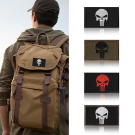 4 Pack Skull Punisher Velcro Patch Tactical Embroidered Military Patches Velcro, Hook & Loop Four Color Velcro Patch Badges for Backpacks Jeans Jacket Hat Decoration