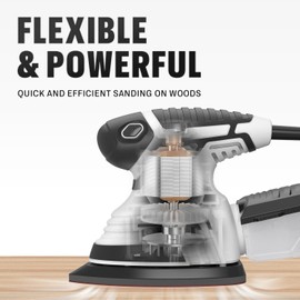 Bielmeier Electric Sander with 12-Piece Sandpaper(60 Grit×3,80 Grit ×3,100 Grit×3,120 Grit × 3) with Efficient Dust Collection System Multi-Function,14,000 OPM Corded Electric Sander for Woodworking