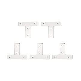 DTGN 2.36"x2.36"(HxW) T Brackets - 5Pack - Good for Furniture Mending Repair - Durable 304 Stainless Steel Fixing Brace Plates - Silver Tone