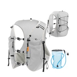 sportsnew Running Vest Hydration Backpack with 2L Water Bladder or 2*500ml Soft Flask, 10L Reflective Running Vest for Women Men, Lightweight Breathable Pack for Hiking Trail Cycling Marathon Race