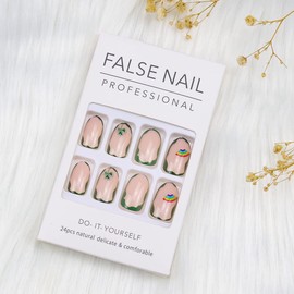 St. Patrick's Day Press on Nails Short, French Green Tips Shamrock Fake Nails with Rainbow Design Oval Nails for Women Holiday Acrylic False Nail Kits Static Stick on Nails Reusable Full Cover 24Pcs