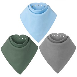 Baby Noah Adult Drool Bib for Special Needs, 3 Pack Large Elderly Bandana, Teen Bib for Women Men, Soft Absorbent Set for Kid (L Size-sky Blue,Grey,Green)