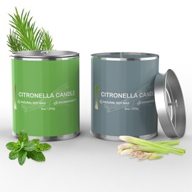 Citronella Candles Outdoor, 2-Pack Natural Citronella Essential Oil Scented Candles Set for Outside Patio, Balcony, Garden&Camping, Summer Gifts for Indoor Home Fresh and Relax Aromatherapy Candles