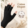 12 Pairs Black Cotton Gloves, Fingerless Cotton Gloves for Dry