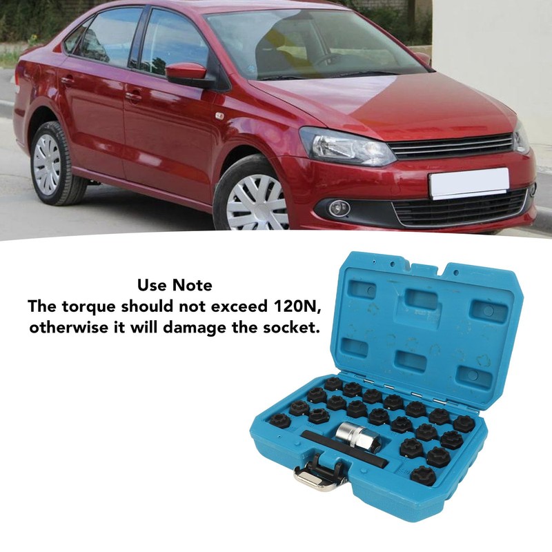 22pcs Wheel Lock Removal Kit with 20 Different Sockets, Locking