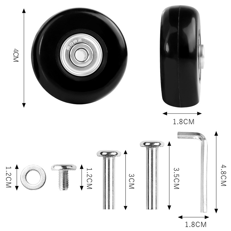 DEWEL Caster Wheel Replacement, Silent Series, Suitcase Caster, Suitcase, Carry