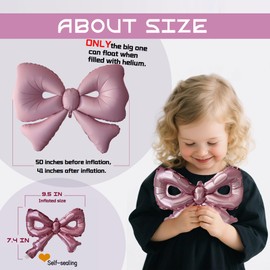 11 Pack Pink Bow Nylon Balloons for Birthday Decorations - large and small Foil Balloons for Bridal Shower, Baby Shower, Bachelorette & Girls Theme Party Supplies