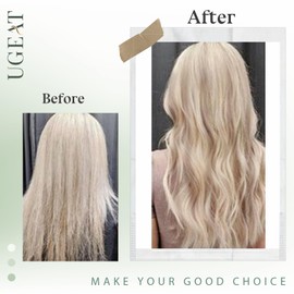 Ugeat Real Hair Wefts for Sewing Blonde Extensions Wefts Real Hair Remy Human Hair Blonde 50 cm Extensions Real Hair Ash Blonde Highlight Platinum Blonde 100 g
