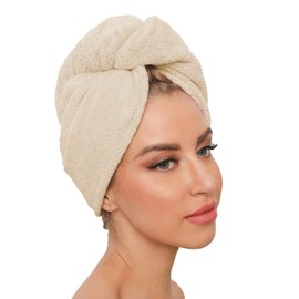 BEE VIBES Moon & Back Toalla de Microfibra para Cabello 3 Pack; Secado de Pelo Rápido; Gorro Absorbente de Agua para Mujeres; Turbante Suave de Baño con Botones (Rosa + Azul + Caqui)