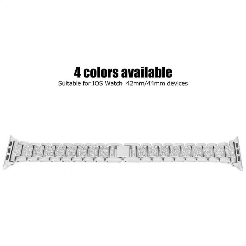 Watch Band Full Rhinestones Strap Metal Wristband Replacement Compatible for