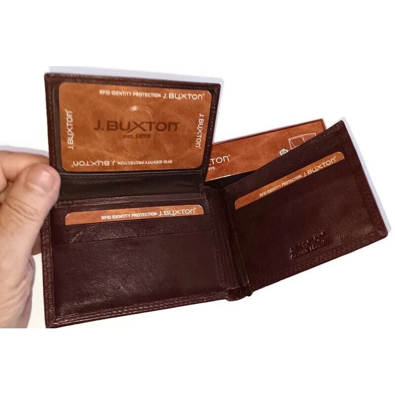Buxton Genuine Leather Mountain Pull Out ID Billfold Wallet, Brown