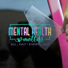 Mental Health Matters All Day Every Day Car Decal Funny Heart, Health Care Anxiety, Self Love Humor Car Window Accessories Affirmations Vinyl Waterproof 6 Inches Bumper Sticker Gift for Mom Dad Friend