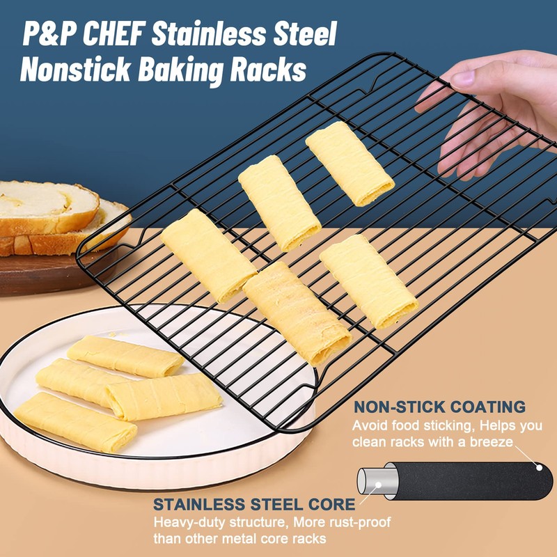 P&P CHEF Cooling Baking Rack Pack of 2, Stainless Steel