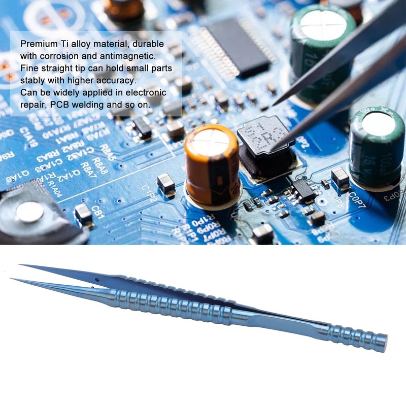 Tweezers Ti Alloy Straight Fine Tip Antimagnetic Tool for Electronic