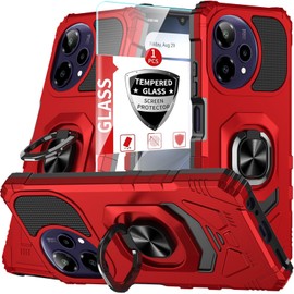DpS for Cricket Icon Pro 2026/At&t Motivate Pro 2 Case with Kickstand,with Screen Protector,IconPro 2026 Dual-Layer Heavy Duty Rugged Cover,MotivatePro 2 Work with Magnetic Car Mount. (Red)