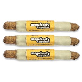 Frankly Original Pet - Chicken Flavored Collegen Packed Beefy Taquito Stick for Dogs Pack of 3 (Long Lasting Chews, Treats, Bones for Aggressive Chewers) Made in The U.S.A. - 10" Natural (8715)
