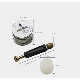 Lpdphanxfkx Furniture Cam Fitting with Dowel, 3-in-1 Hardware Connectors Furniture Side Connecting Pre-Inserted Nut Screw Eccentric Wheel - Pack of 50