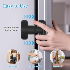 YCT Baby Proof Fridge Lock, Refrigerator Fridge Freezer Door Latch to Keep Closed, Automatically Lock While Closing The Door, Easy to Install (Grey 1PCS)
