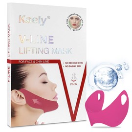 Kaely NEW 8Pcs Red V Line Lifting Mask,V Line Chin Strap,V Shaped Contouring Face Mask with Collagen,Hydrating Anti-aging