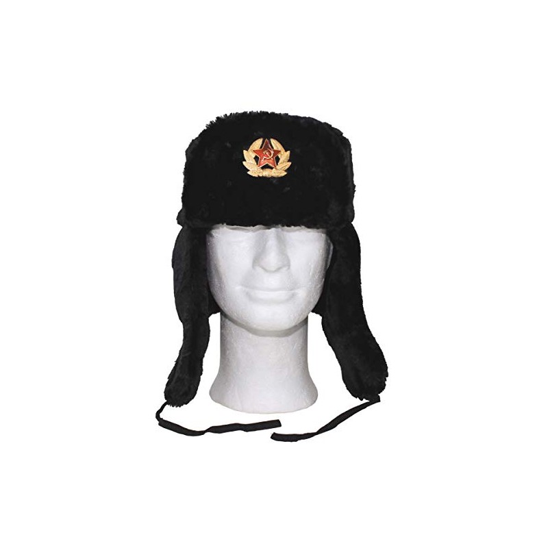MFH Russian Winter Cap Black with Badge size XL