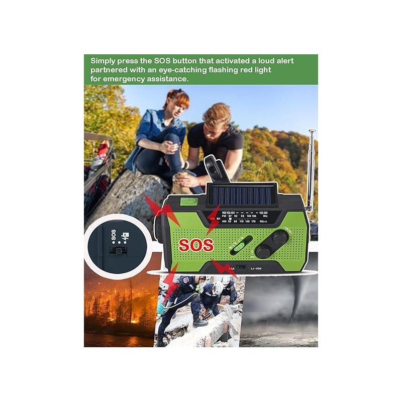 SurvivorX WB02 Solar & Hand Crank Emergency Radio with LED