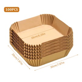 Dokpav 100Pzs Papel Para Freidora De Aire Cuadrado, 6.3in Forro De Papel Desechable Para Freidora De Aire Grado Alimenticio, Papel Para Hornear Antiadherente Para Freidoras, Hornos, Microondas y Sarté
