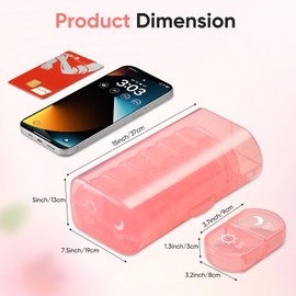 Weekly Pill Organizer 2 Times a Day Compact Pill Box 7 Day Pill Case Medication Reminder Portable Travel Pill Dispenser for Pills,Vitamin,Fish Oil